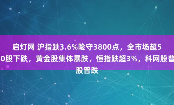 启灯网 沪指跌3.6%险守3800点，全市场超5100股下跌，黄金股集体暴跌，恒指跌超3%，科网股普跌