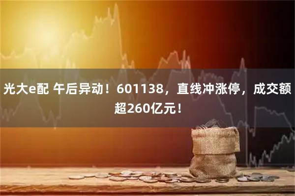 光大e配 午后异动！601138，直线冲涨停，成交额超260亿元！