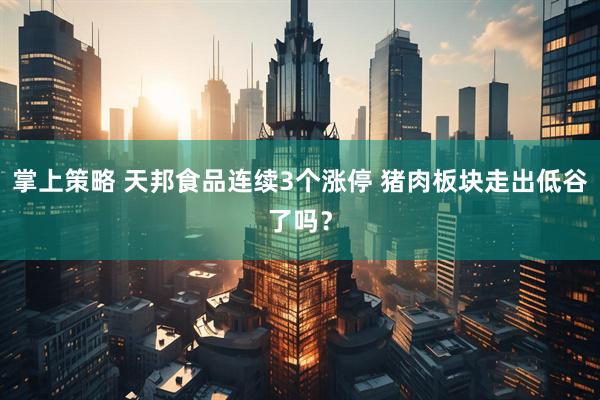 掌上策略 天邦食品连续3个涨停 猪肉板块走出低谷了吗？